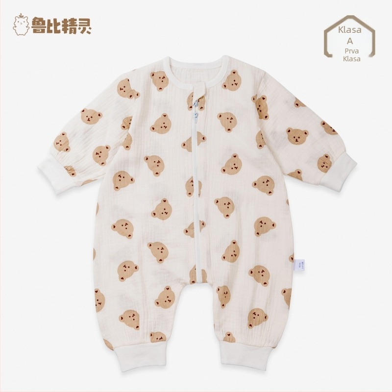 Dječji spavaći vreć od gaze pamuka, tanak, za novorođenčad; tkanina, podstava i punilo 95%+ pamuka; metalni zatvarač; antibakterijski; održava konstantnu temperaturu; odvlači vlagu; pogodno za sve sezone.