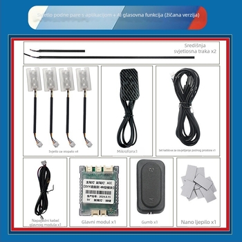 Unutarnje LED ambientno osvjetljenje automobila s dinamičkim efektima, USB univerzalni model, 12V 5W, ABS kućište, ugradnja u ploču instrumenta, vrata, strop i prostor za noge