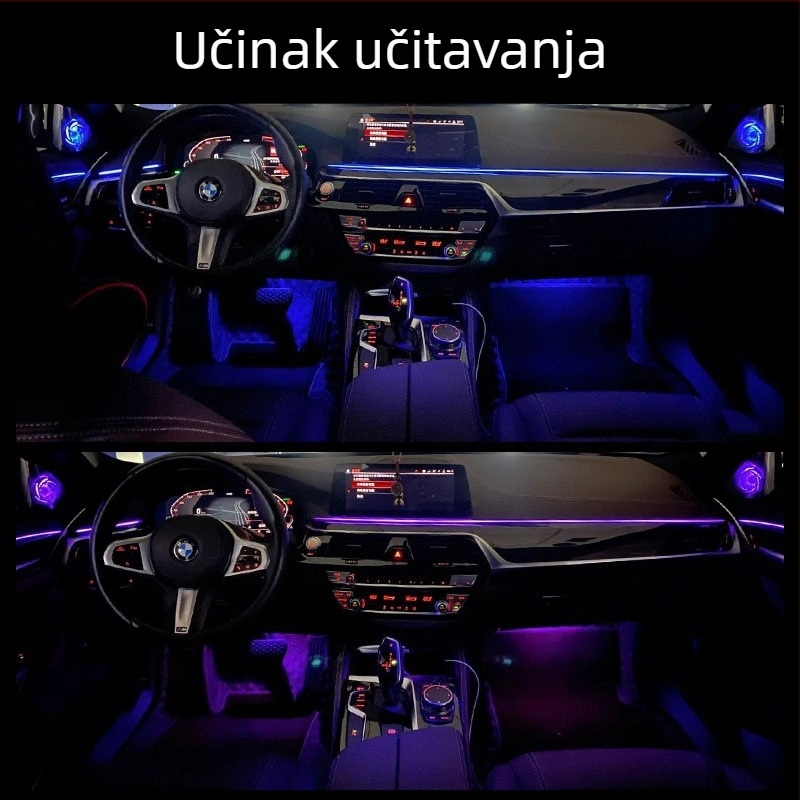 Unutarnje LED ambientno osvjetljenje automobila s dinamičkim efektima, USB univerzalni model, 12V 5W, ABS kućište, ugradnja u ploču instrumenta, vrata, strop i prostor za noge