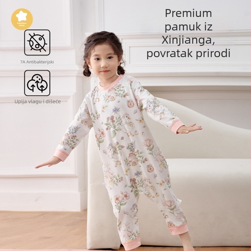 Spavaći vreć za bebe i djecu od 1–3 godine — 95%+ pamuk za tkaninu, podstavu i punilo; uzorak crtani likovi; pogodno za zimu, proljeće i jesen
