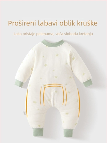 Unisex spavaća vreća za bebe sa zatvaračem, dizajn s podijeljenim nogama, konstantna temperatura, 100% pamuk