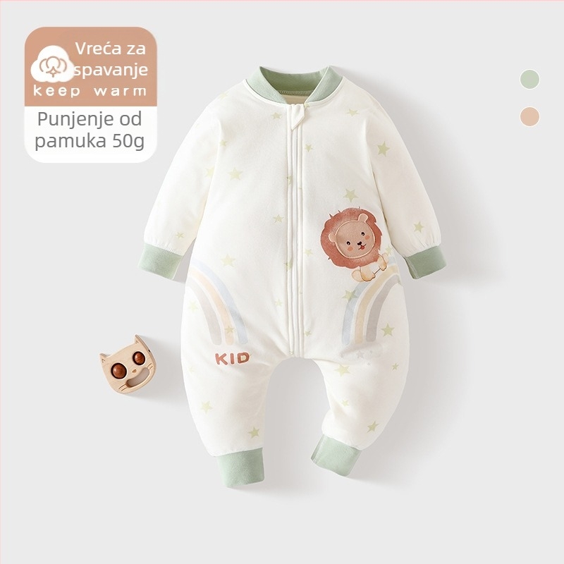 Unisex spavaća vreća za bebe sa zatvaračem, dizajn s podijeljenim nogama, konstantna temperatura, 100% pamuk