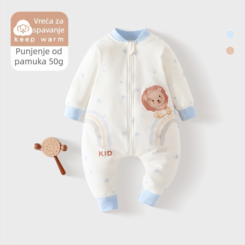 Unisex spavaća vreća za bebe sa zatvaračem, dizajn s podijeljenim nogama, konstantna temperatura, 100% pamuk