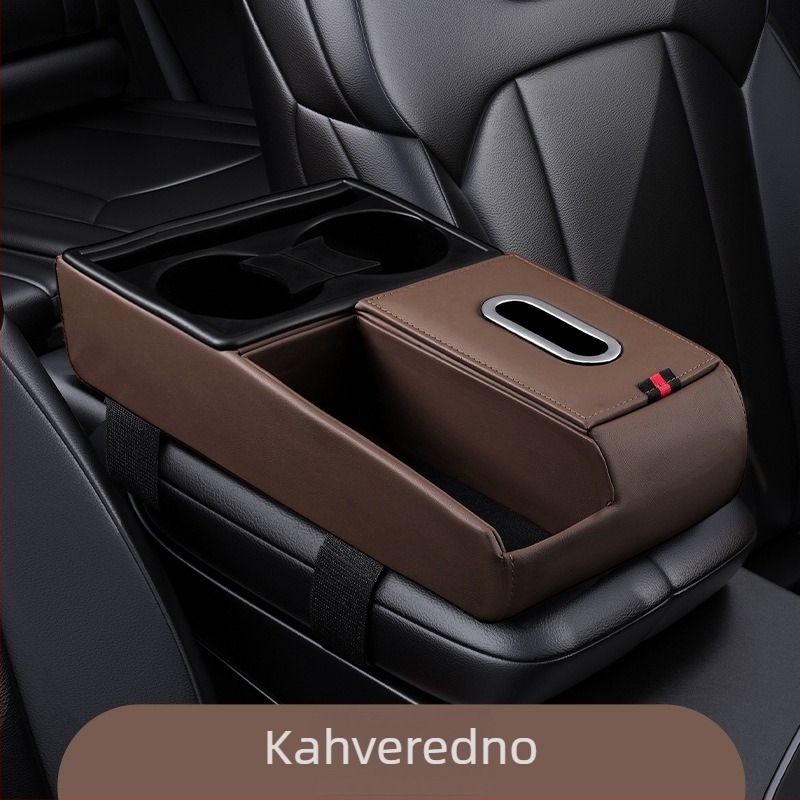 Kožna univerzalna podloga za naslon ruke automobila s pretincom za pohranu, kutijom za maramice i držačem čaše