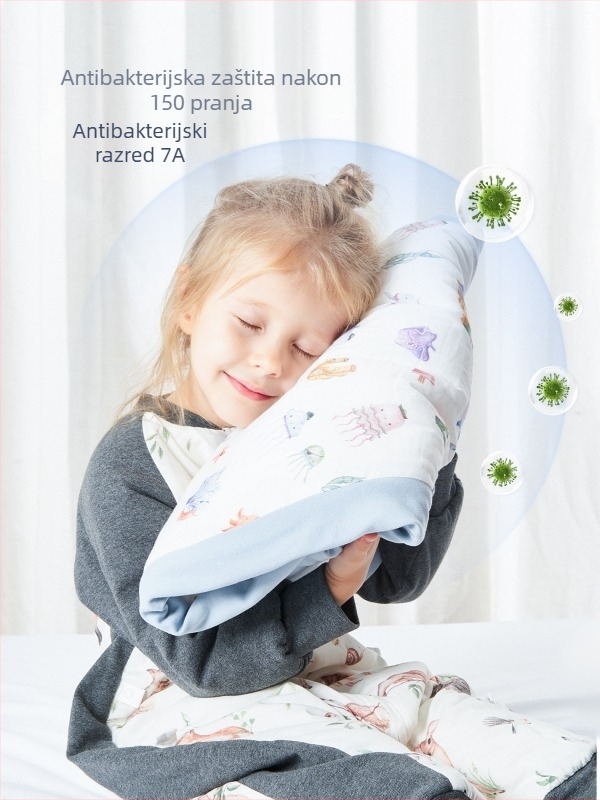 Spavaća vreća za bebe i djecu, antibakterijska, konstantna temperatura, vanjski materijal od vlakana bambusa, podstava od 95% pamuka, termostatska punjenja, uzorak crtani likovi, pogodna za zimu, proljeće i jesen