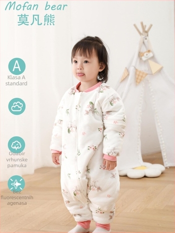 Dječji spavaći vreć za bebe, debeli, dizajn bez rukava; punilo 65% poliester, 35% viskozna; podstava 100% pamuk; pogodna za zimu, proljeće i jesen; uzorak crtanih likova