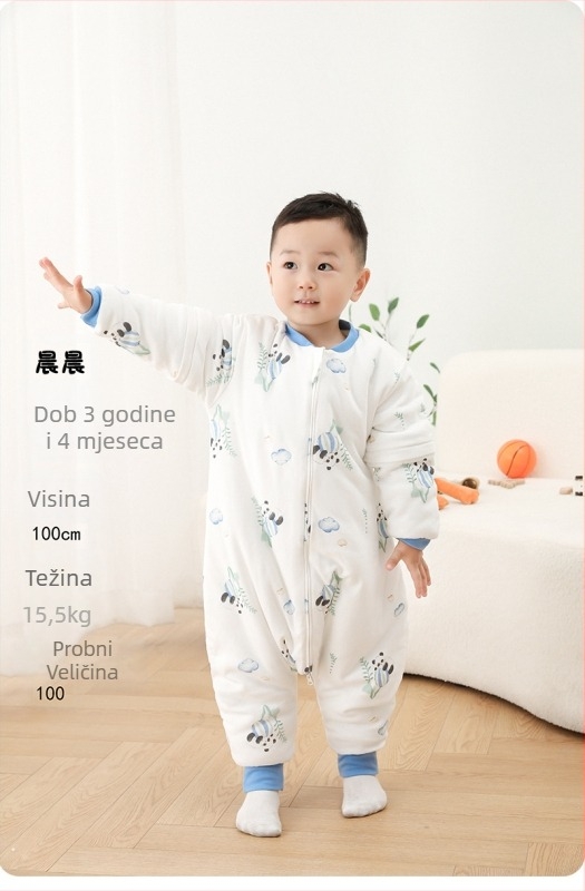 Dječji spavaći vreć za bebe, debeli, dizajn bez rukava; punilo 65% poliester, 35% viskozna; podstava 100% pamuk; pogodna za zimu, proljeće i jesen; uzorak crtanih likova