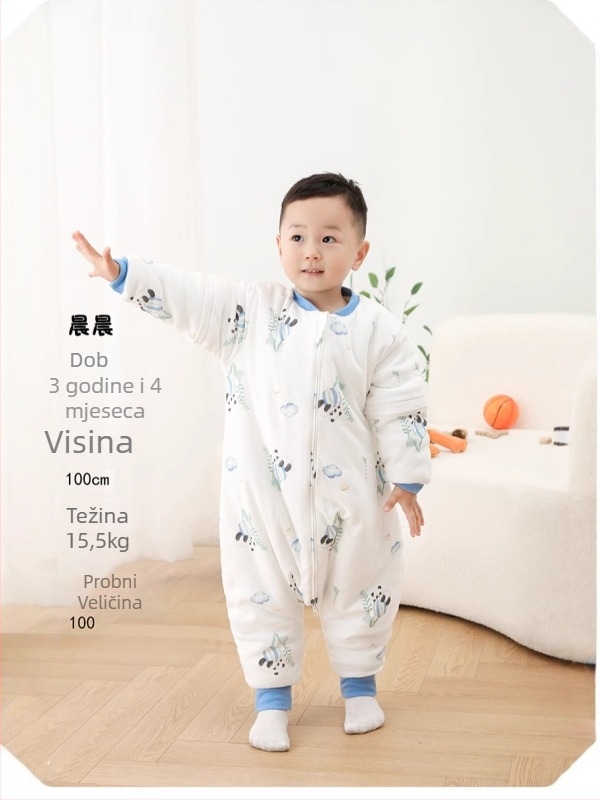 Dječji spavaći vreć za bebe, debeli, dizajn bez rukava; punilo 65% poliester, 35% viskozna; podstava 100% pamuk; pogodna za zimu, proljeće i jesen; uzorak crtanih likova