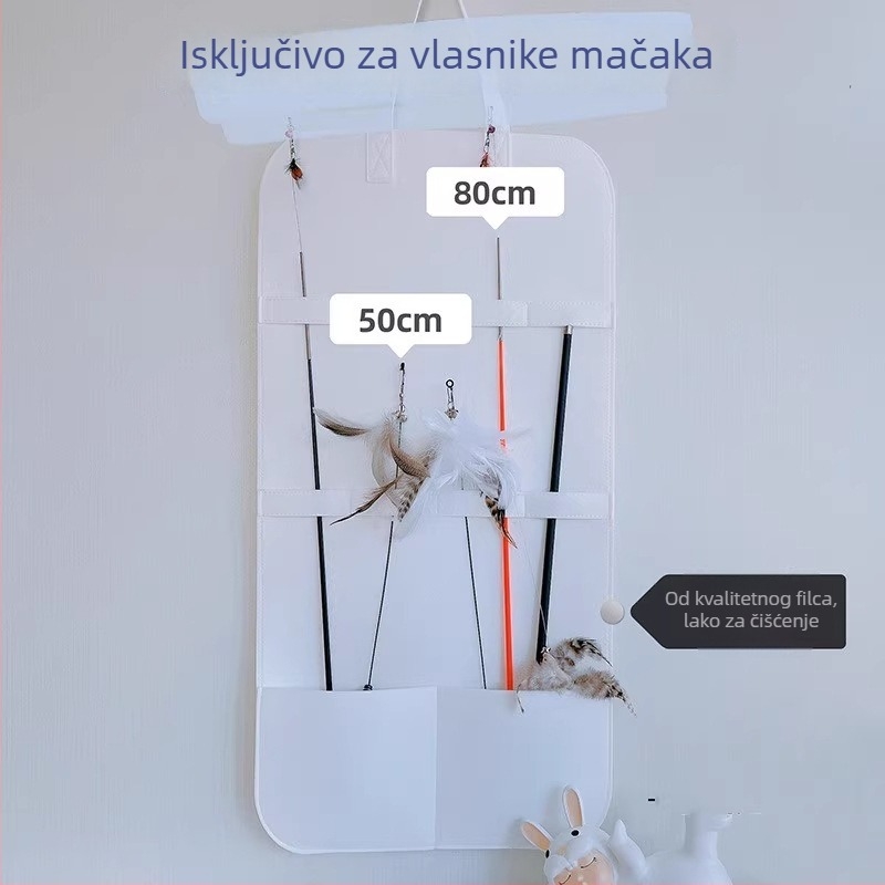 Torba za pohranu igračaka za mačke — netkani tekstil, uzorak crtani, zidni prikaz igračaka, sklopiva, za mačke i pse