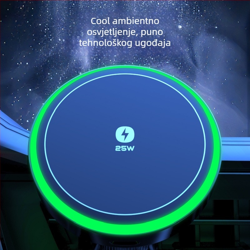 Držač telefona za ventilaciju automobila s navigacijom, bežično punjenje, 15W, univerzalno za auto, vakuumsko pričvršćivanje, minimalistički dizajn