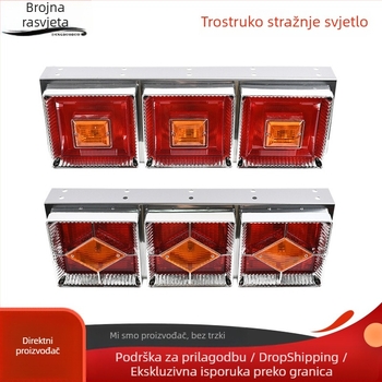 LED stražnja svjetla – veliko trojlampa LED, kvadratni/diamantni oblik, plastično kućište, pogodno za prikolicu i kamion