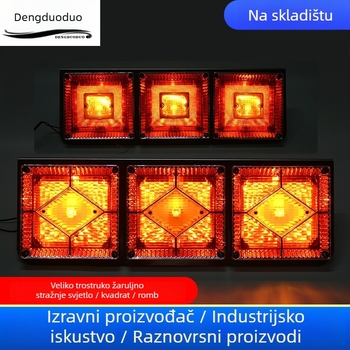 LED stražnja svjetla – veliko trojlampa LED, kvadratni/diamantni oblik, plastično kućište, pogodno za prikolicu i kamion