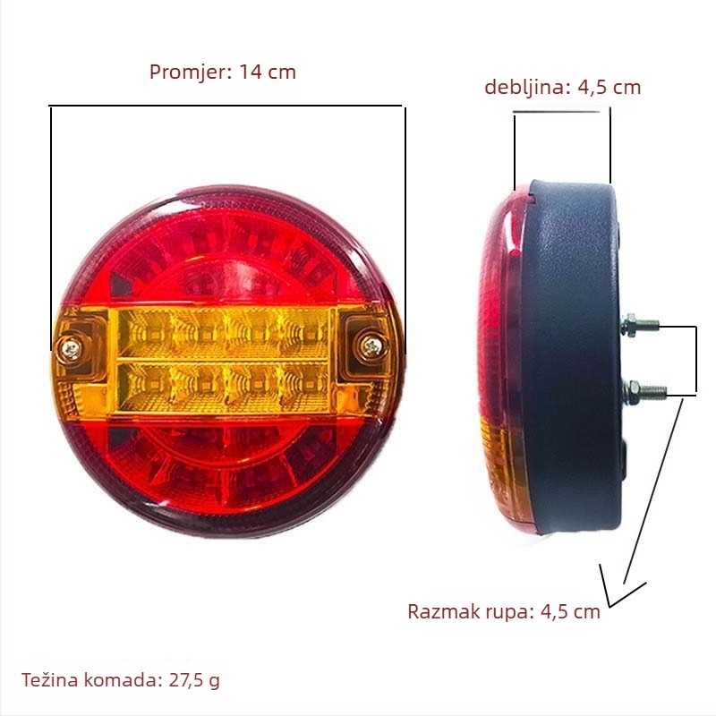 Automobilska stražnja svjetla, LED burger svjetlo, 12/24V, 5.5W, 300lm, LED, 6000K