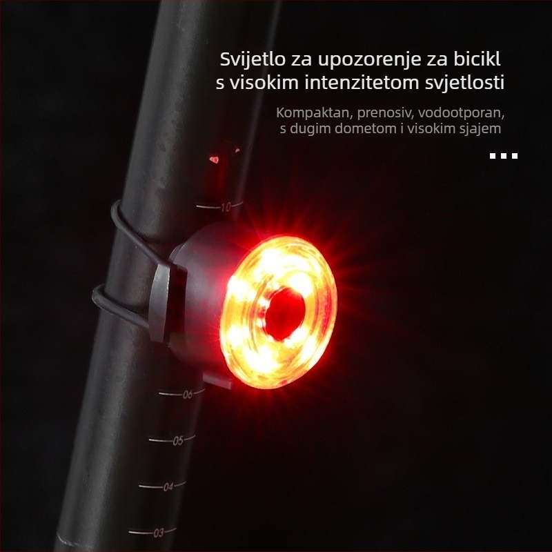 Okrugla zadnja svjetiljka za bicikl - USB punjenje, kompatibilna s MTB-om, visoka svjetlina, za noćnu vožnju