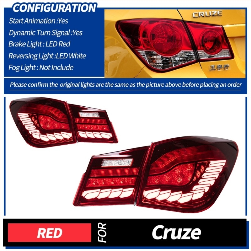 LED stražnja svjetla za Chevrolet Cruze 09-14, stil zmajevih ljuskica, 35W, 12V, kompatibilno Cruze 09-14