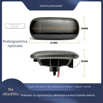 Audi bočna signalna svjetla za blatnik, kompatibilna s A3/S3/A4/S4/A6/S6/RS6/B6/B7/B8/C7; LED 2835, 5W, 12V, 3000K, vijek trajanja 50.000 h