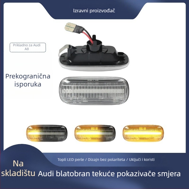 Audi bočna signalna svjetla za blatnik, kompatibilna s A3/S3/A4/S4/A6/S6/RS6/B6/B7/B8/C7; LED 2835, 5W, 12V, 3000K, vijek trajanja 50.000 h
