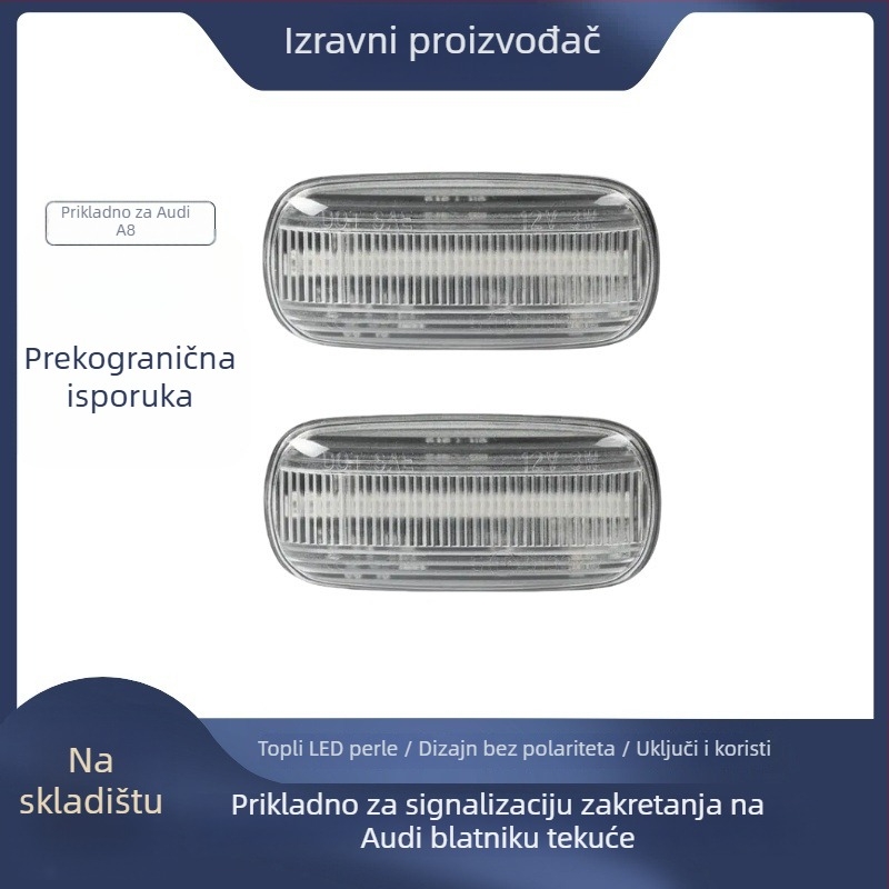 Audi bočna signalna svjetla za blatnik, kompatibilna s A3/S3/A4/S4/A6/S6/RS6/B6/B7/B8/C7; LED 2835, 5W, 12V, 3000K, vijek trajanja 50.000 h