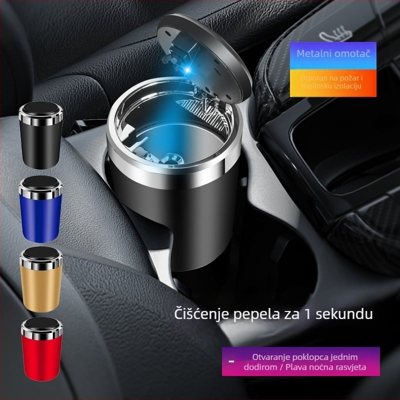 Auto pepeljara, metalna konstrukcija, LED svjetlo, visoka otpornost na plamen, model 1091