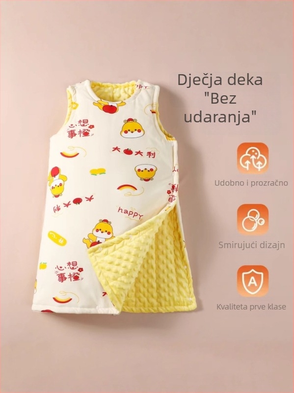 Dječja spavaća vreća u stilu prsluka, tkanina od poliestera s poliesterskom podstavom i punjenjem, pogodna za zimu, proljeće i jesen, za djecu 3–8 godina.