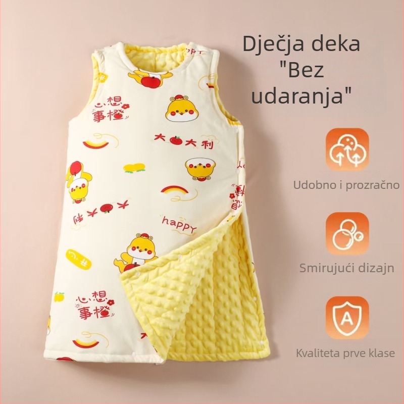 Dječja spavaća vreća u stilu prsluka, tkanina od poliestera s poliesterskom podstavom i punjenjem, pogodna za zimu, proljeće i jesen, za djecu 3–8 godina.