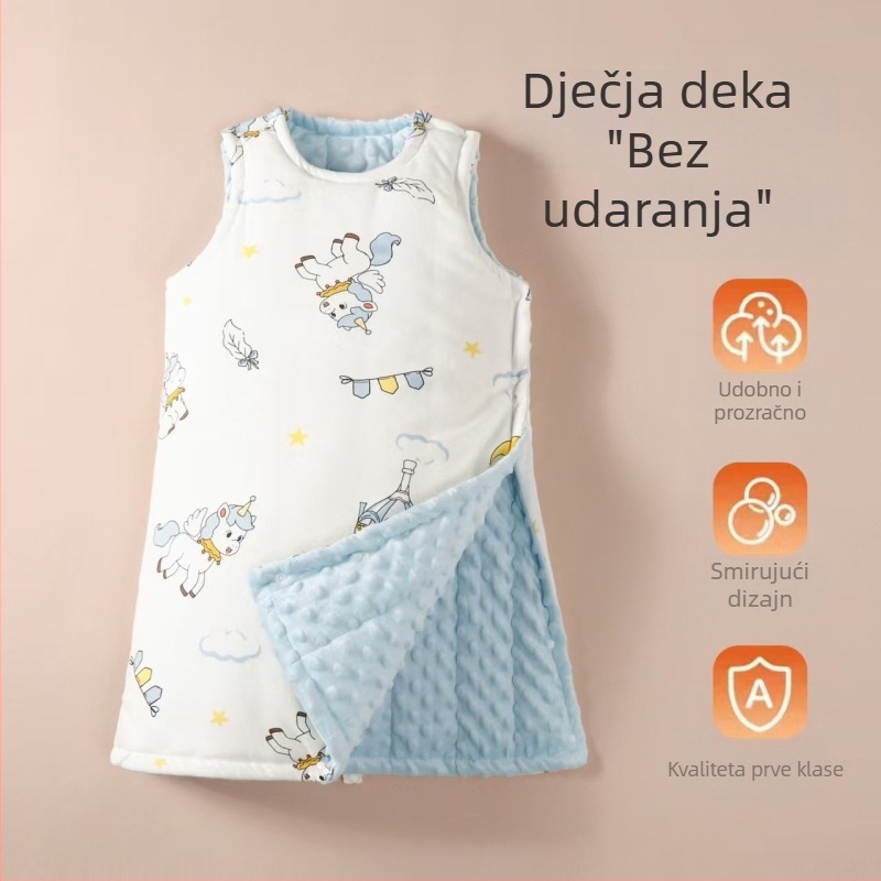 Dječja spavaća vreća u stilu prsluka, tkanina od poliestera s poliesterskom podstavom i punjenjem, pogodna za zimu, proljeće i jesen, za djecu 3–8 godina.