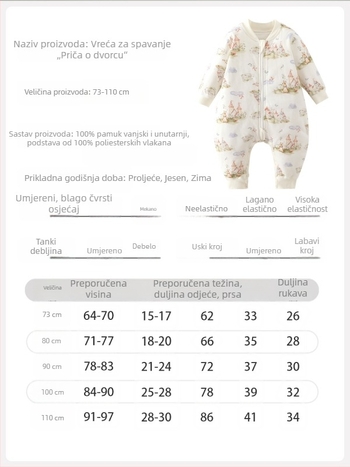 Spavaći vreć za novorođenče s podijeljenim nogama, 50 g punila, zatvarač, zaštita od udaranja nogu, za jesen, zimu i proljeće