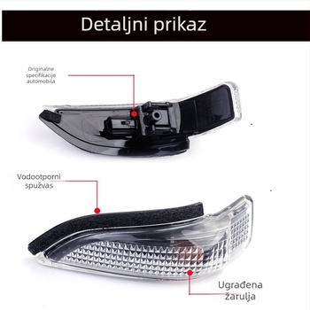 Kućište lampe pokazivača smjera za ogledalo za Corolla, Camry i Yizhi (5W, 12V, halogenska žarulja, vijek trajanja 10000h, Model 02)