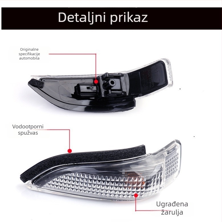 Kućište lampe pokazivača smjera za ogledalo za Corolla, Camry i Yizhi (5W, 12V, halogenska žarulja, vijek trajanja 10000h, Model 02)