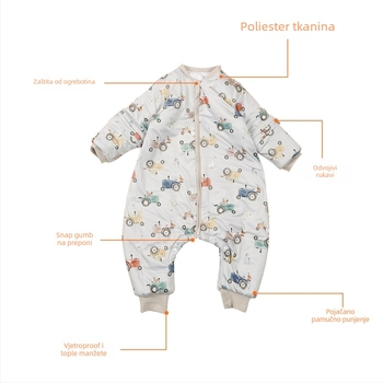 Spavaća vreća za bebe i djecu s podijeljenim nogama, debelo punjenje poliesterom, periva, karikatura uzorak, za jesen i zimu, duljina 80 cm