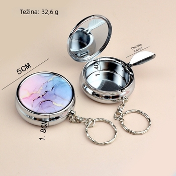 Metalni mini pepelnjak s poklopcem, prenosiv, personaliziran, pogodan kao poslovni dar