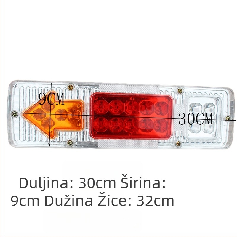 LED stražnje svjetlo za električni tricikl s kočnicom, pokazivačem smjera i svjetlom za vožnju – univerzalno 12V/48V/60V