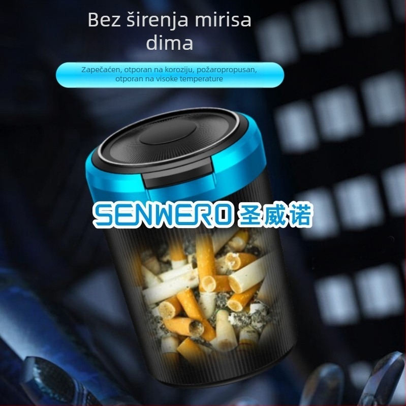 Pop-up pepeljara s LED svjetlom, SENWERO, model A06, materijal: plast, težina: 105 g, automobilska oprema