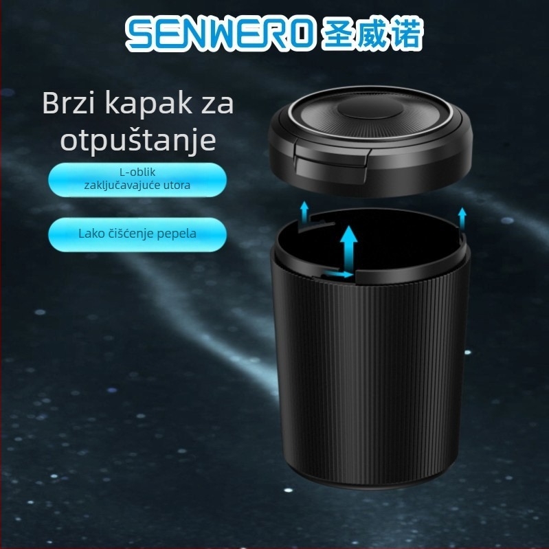 Pop-up pepeljara s LED svjetlom, SENWERO, model A06, materijal: plast, težina: 105 g, automobilska oprema