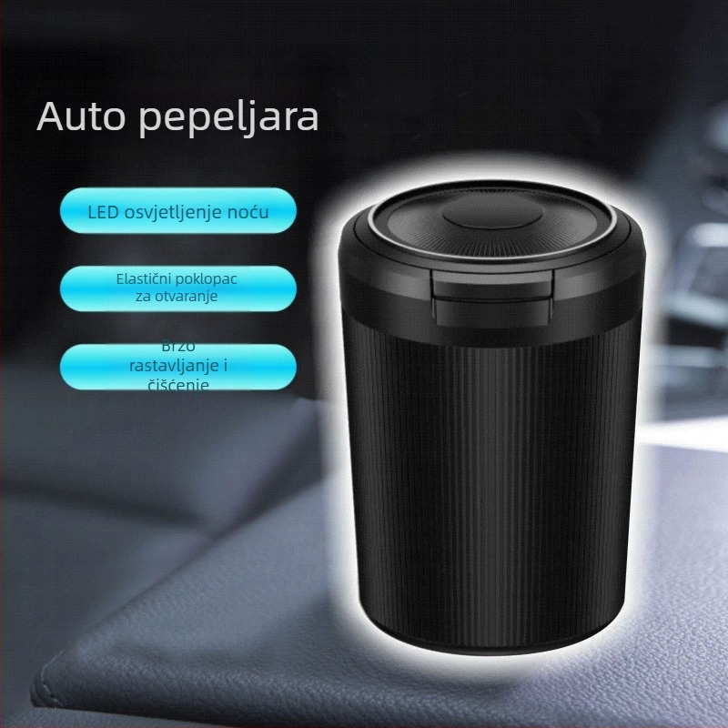 Pop-up pepeljara s LED svjetlom, SENWERO, model A06, materijal: plast, težina: 105 g, automobilska oprema