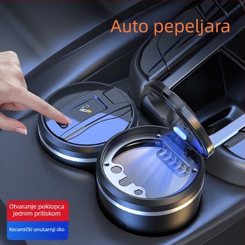 Automobilski keramički pepeljara s poklopcem i LED svjetlom, model 1507, 200 g