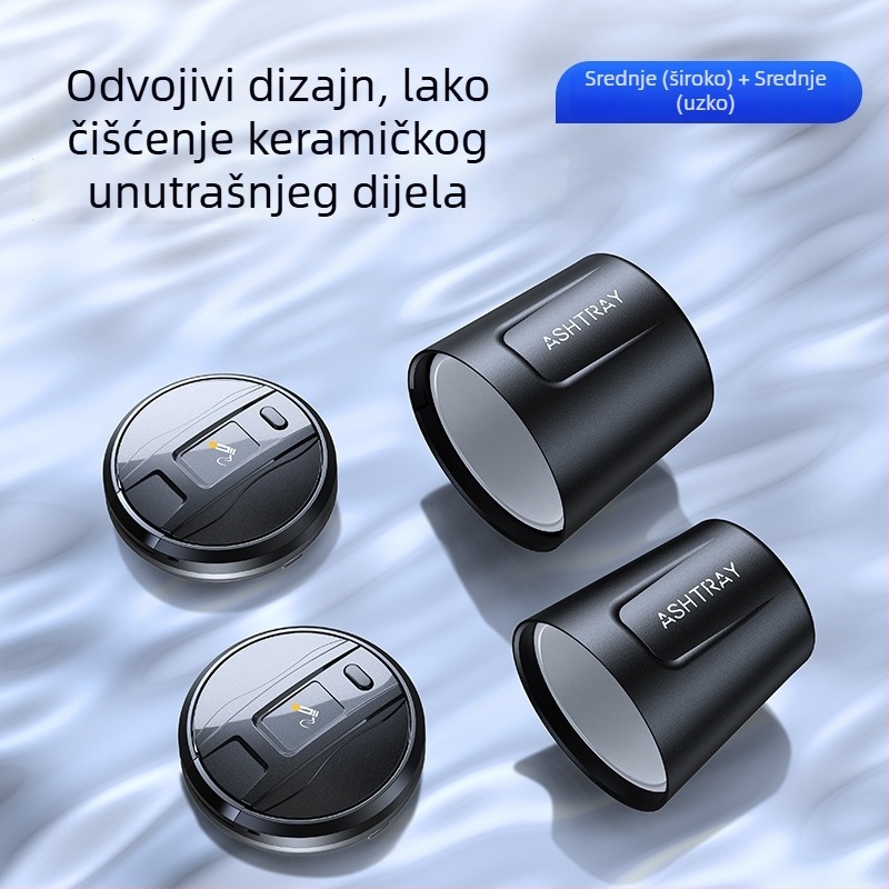 Automobilski keramički pepeljara s poklopcem i LED svjetlom, model 1507, 200 g