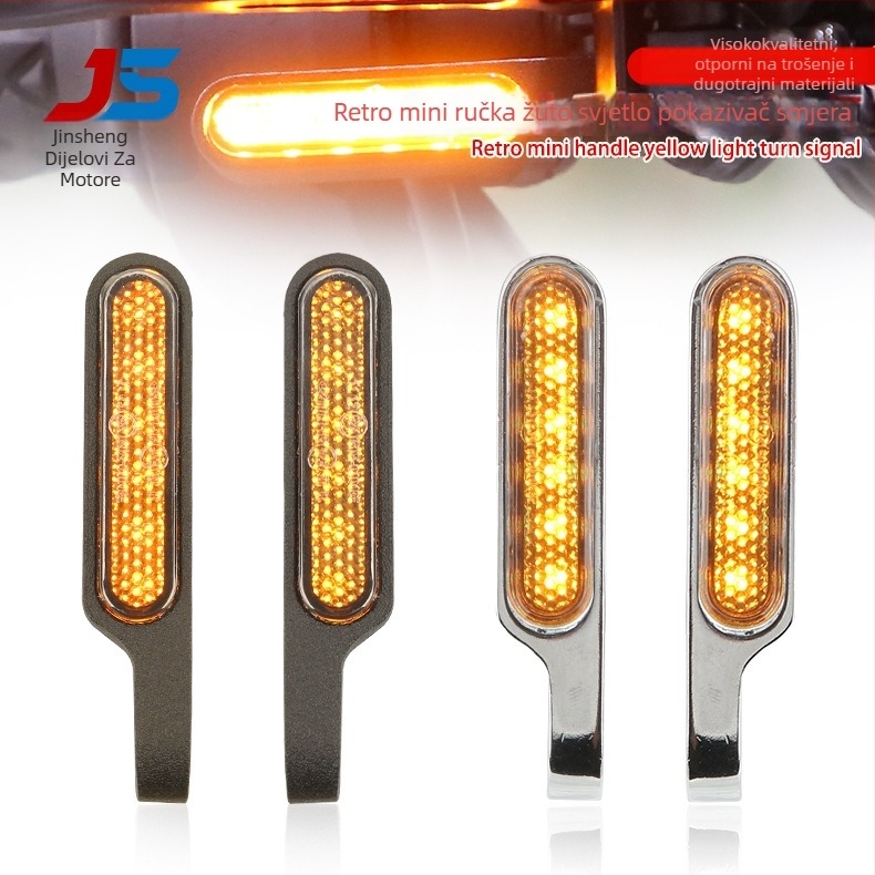 Motociklist LED pokazivač smjera na upravljaču – retro mini indikator, 10 LED, 12V, 3W, aluminijska legura + akril