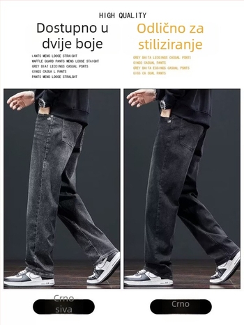Muške traperice, pamuk materijal, srednji pojas, ravni kroj, mikroelastične, ziper