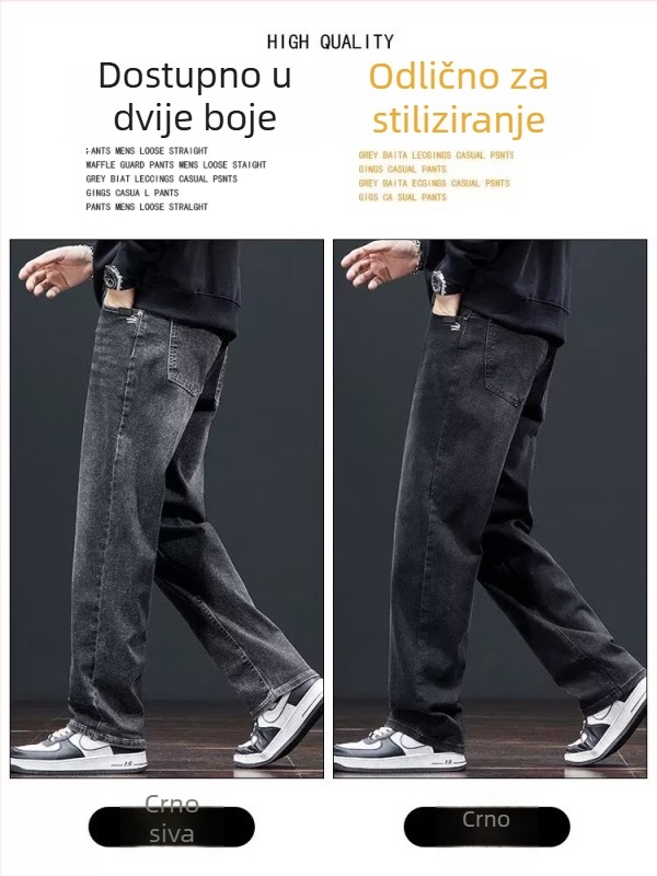 Muške traperice, pamuk materijal, srednji pojas, ravni kroj, mikroelastične, ziper