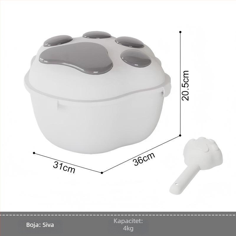 Kontejner za skladištenje hrane za pse i mačke, PP materijal, kapacitet 4-6 kg