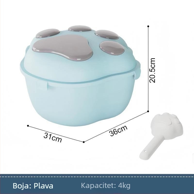 Kontejner za skladištenje hrane za pse i mačke, PP materijal, kapacitet 4-6 kg