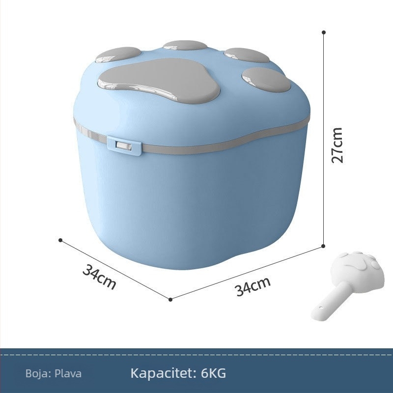 Kontejner za skladištenje hrane za pse i mačke, PP materijal, kapacitet 4-6 kg