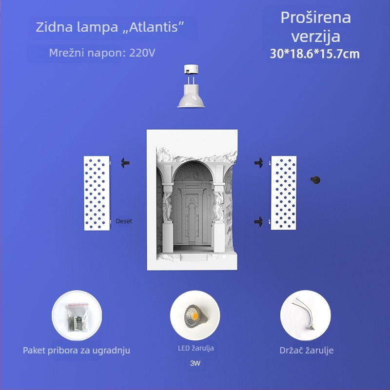 Zidna svjetiljka s tijelom od gipsa i aluminijskim sjenilom, LED, 220V, senzor pokreta