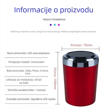 Metalni auto pepeljara s poklopcem, višenamjenski dodatak unutarnjeg prostora automobila, universalno za muškarce
