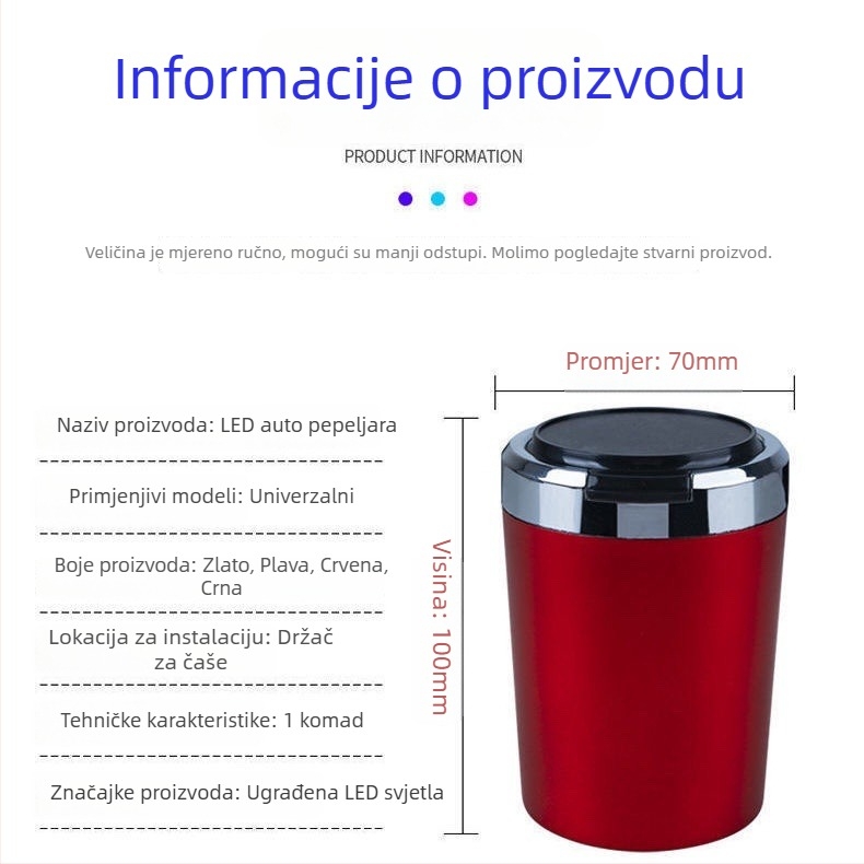 Metalni auto pepeljara s poklopcem, višenamjenski dodatak unutarnjeg prostora automobila, universalno za muškarce