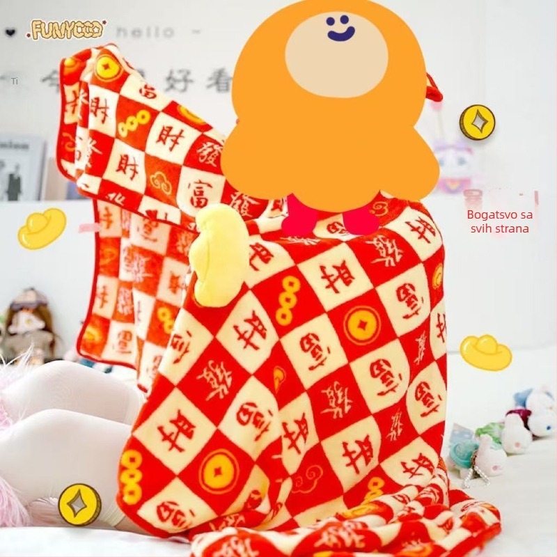 Flanel deka s geometrijskim uzorkom od poliestera, pogodna za sve sezone, moderan kineski stil