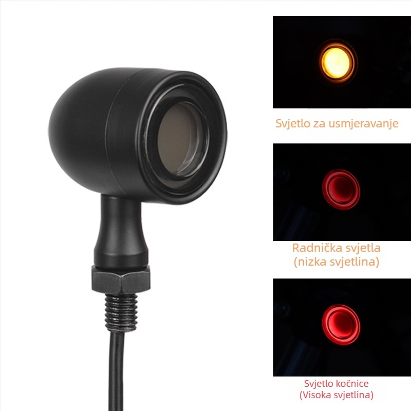 Motociklistički LED pokazivač smjera – 3 LED, 12V, aluminijska legura, trofunkcionalni indikator, model Zxd-76