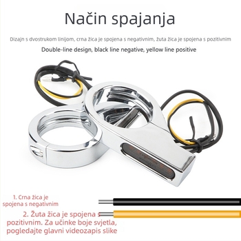 LED pokazivač smjera s kopčastim držačem za 12V motocikle, kućište od aluminijske legure, 3W LED
