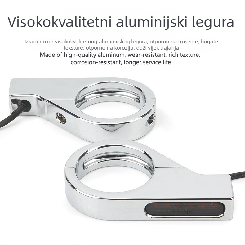 LED pokazivač smjera s kopčastim držačem za 12V motocikle, kućište od aluminijske legure, 3W LED